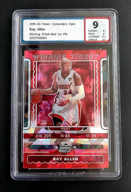 2019-20 Panini Contenders Optic #16 Ray Allen Winning Ticket Cracked Ice Red 9