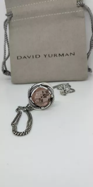 DAVID YURMAN STERLING Silver Infinity 14mm Morganite Pendant Necklace ...