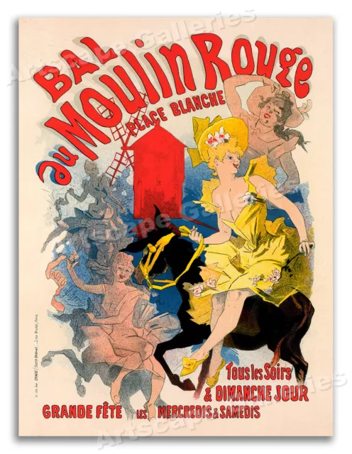 Jules Cheret - Bal Au Moulin Rouge 1890s Vintage French Poster - 18x24