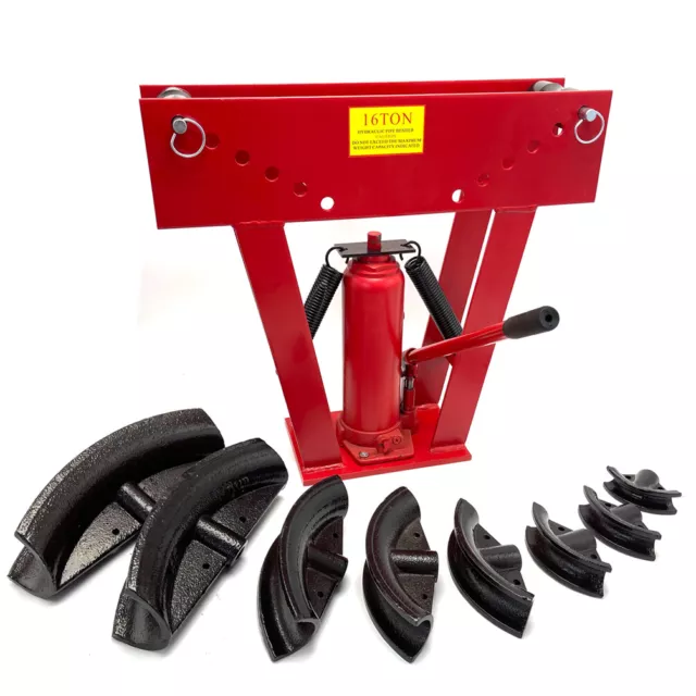 16 Ton Hydraulic Pipe Bending Machine Portable Pipe Bender with 8 Dies