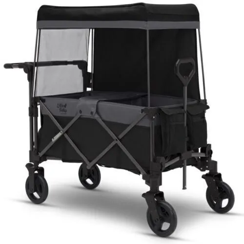City Wagon Kids Children Cruiser Stroller With Handle And Canopy Awning Black