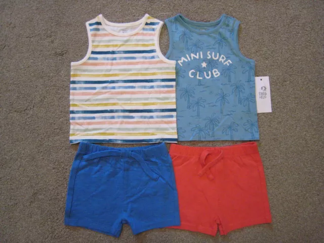 BNWT F&F BABY BOYS 2 x SUMMER OUTFIT SET BUNDLE LOT - VEST SHORTS - 3-6 MONTHS