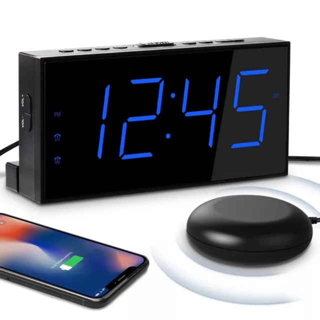 Loud Alarm Clock With Bed Shaker For Deaf, Heavy Sleepers,Mesqool