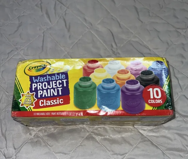 Crayola Washable Kids Paint, 10 Neon Paint Colors, 2oz Bottles