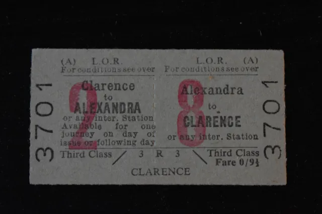 Liverpool Overhead Railway Ticket LOR ALEXANDRA to CLARENCE No 3701