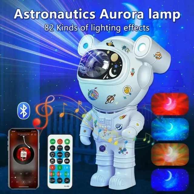 Proyector De Luz Nocturna Astronauta Con Bluetooth Color Blanco