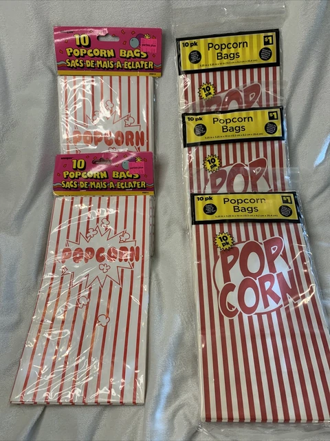 Multipack 5 pks of 10 Paper Popcorn Bags Single Serve Retro look design food bag