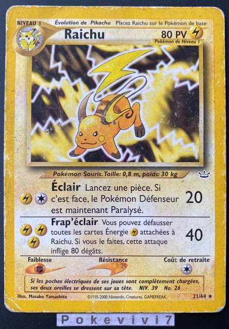Carte Pokemon RAICHU 21/64 RARE Néo Révélation Wizards FR