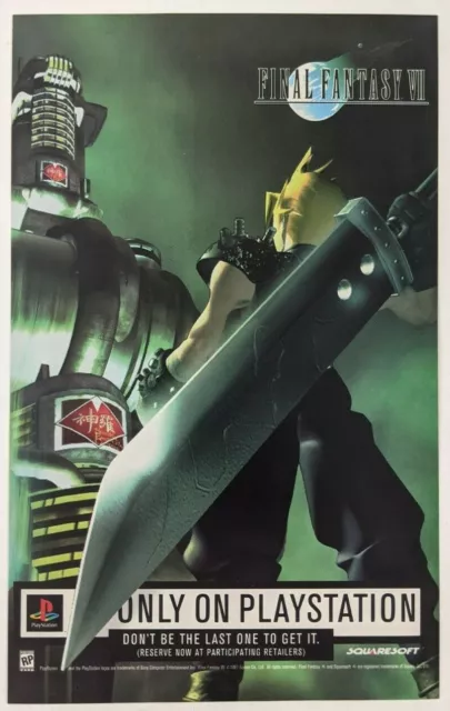 Final Fantasy VII Print Ad Game Poster Art PROMO Official PlayStation PS1 FF7 7