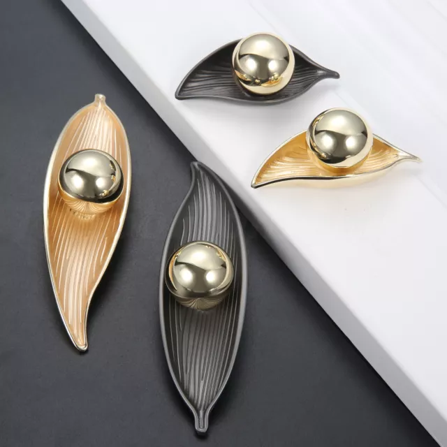 Leaves Shape Creative Cabinet Pulls Handles Wardrobe Kitchen Door Drawer Knobs