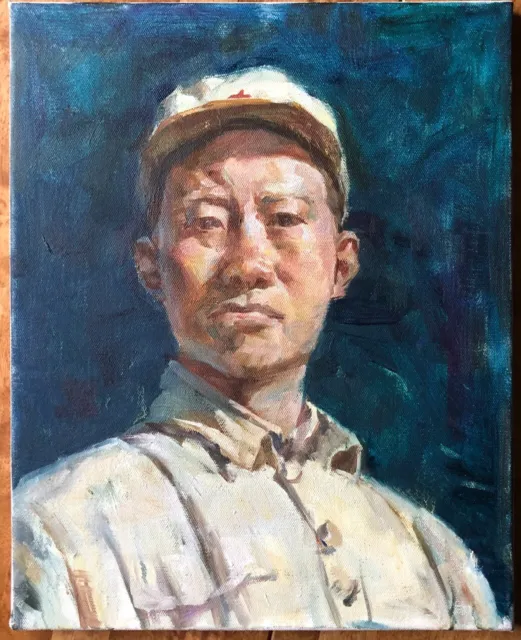 Original contemporary art oil painting Chinese man portrait on canvas 40x50