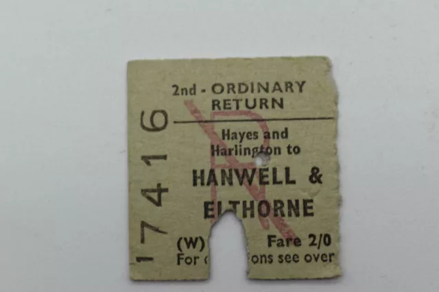 BRB (W) Railway Ticket 7416 Hayes & Harlington to Hanwell & Elthorne 1965