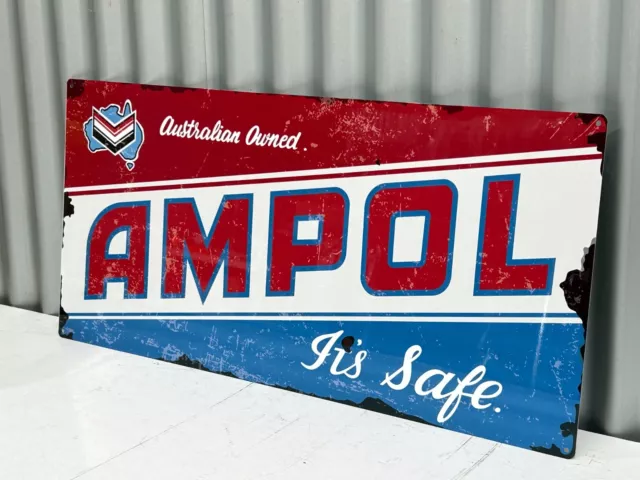 Ampol Motor Oil Metal Sign 600 Mm X 300 Mm Free Post