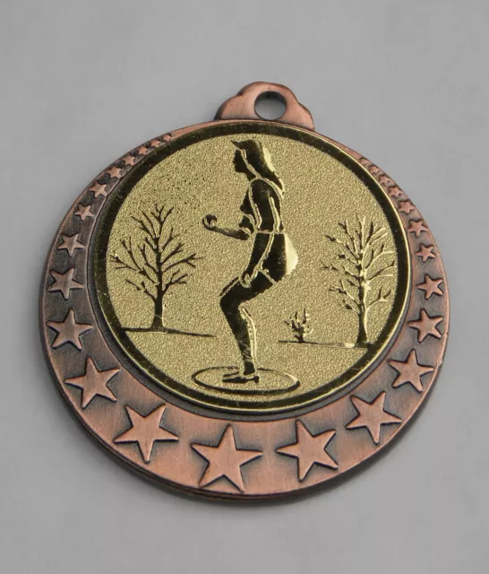 Medal Engraved Subject " Petanque Woman " 32 MM Engraving Personalisation