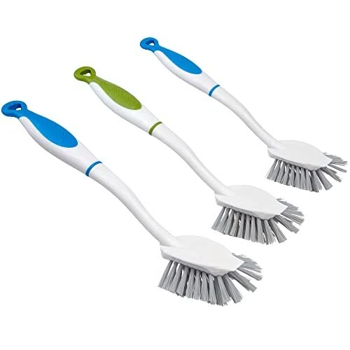 MR.SIGA Dish Brush with Long Handle Built-in Scraper, Scrubbing Brush for Pan...