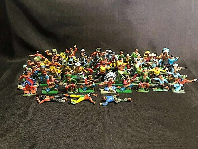 Lot De Soldats Plastique Britains – Indiens Et Cowboys – Échelle 1:32 (60mm) – Far West