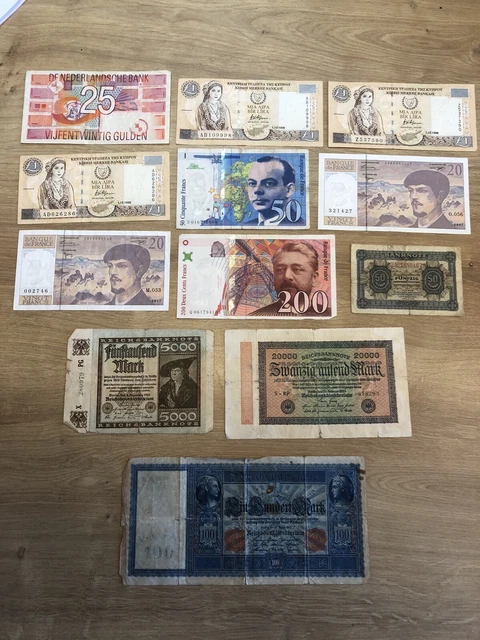 Used Bank Notes VINTAGE COLLECTION OF Worldwide Banknotes X12 Germany Cyprus Etc Used ...