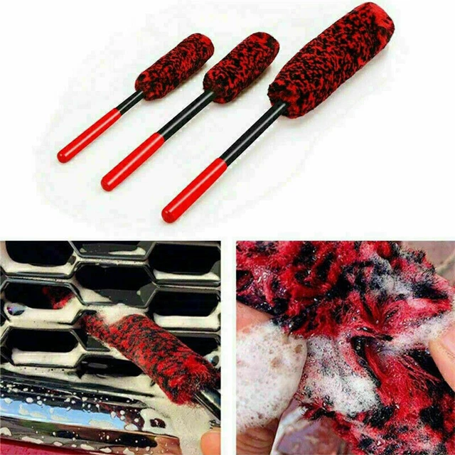 3pcs Felgenbürste Felgenschwamm Felgenreiniger Microfaser Autopflege Waschbürste