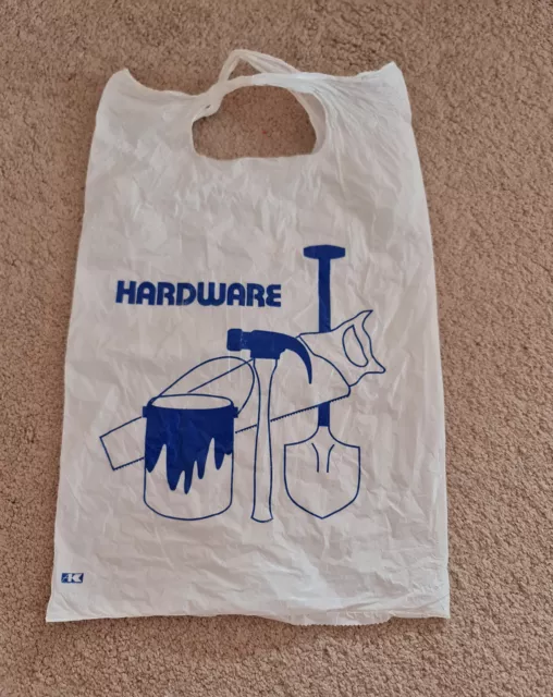 Vintage plastic bag shopping bag Hardware store