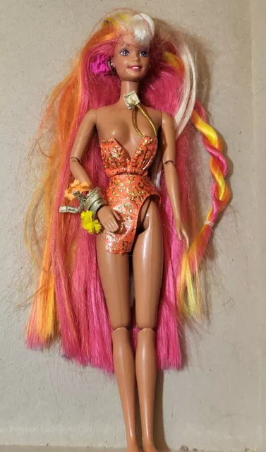 1993 Mattel Hula Hair BARBIE Articulated  Doll VGUC C296G