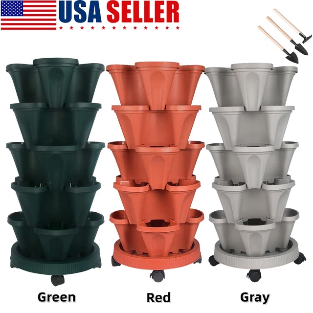 STAND STACKING STRAWBERRY Planting Pots Vertical Planter Flower Garden