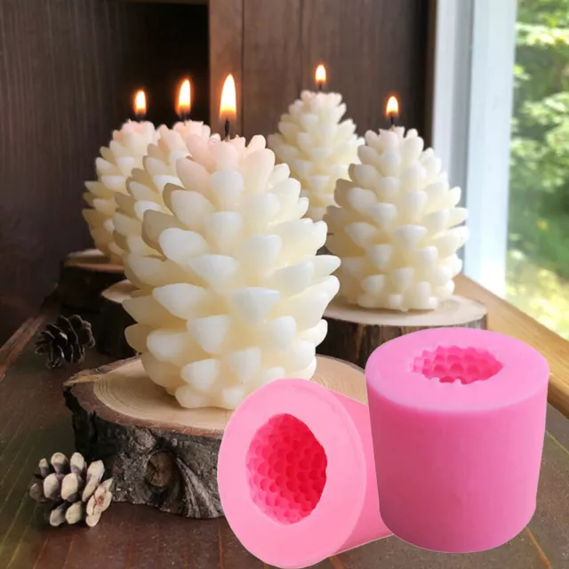 3D Christmas Pine Cone Silicone Candles Molds Beeswax Candle Making Mould DIY