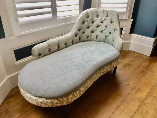 Antique Chaise Longue  Sage Green /Floral Pattern. Can deliver locally.See  list