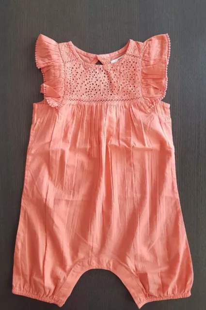 Wunderschöner Baby Mädchen korallenrosa Strampler Größe 18 Monate La Redoute brandneu