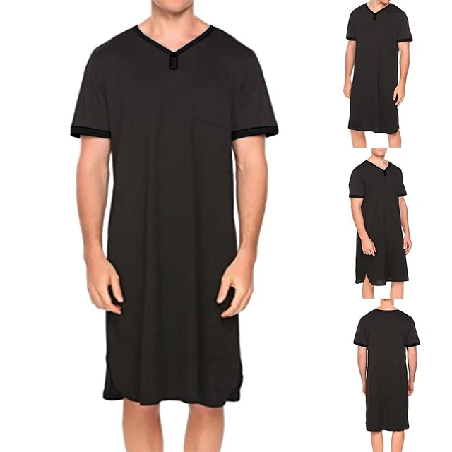 Manica Lunga Manica Corta Comoda Lunga Top Lunga Camicia Da Notte Uomo Pigiama