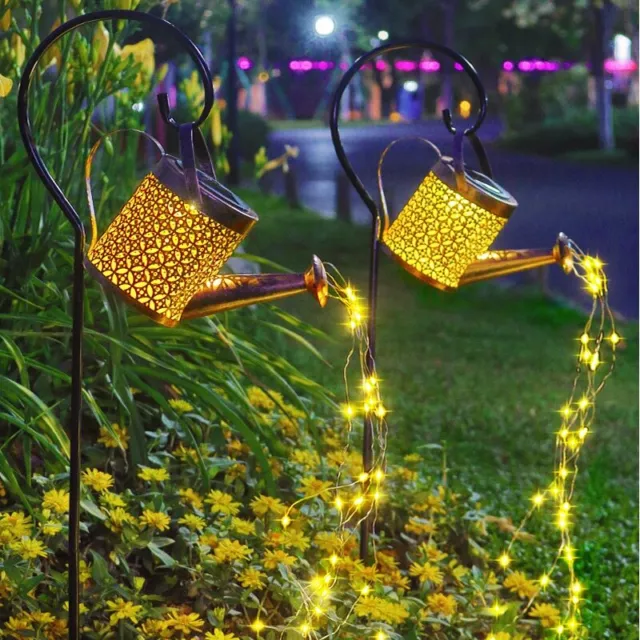 Solar Gießkanne Licht 2Modi LED Lichterkette Außen Gartenkunst Duschlampen Deko