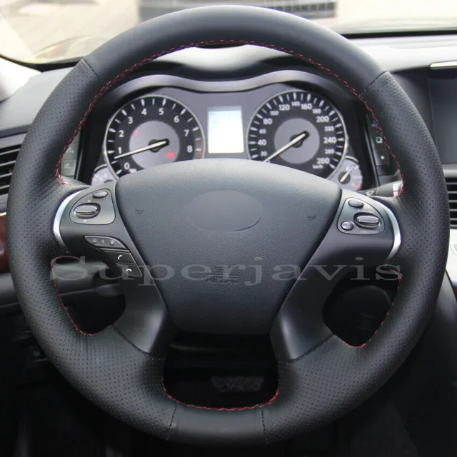 Custom Black PU Leather Steering Wheel Stitch on Cover For Nissan Pathfinder