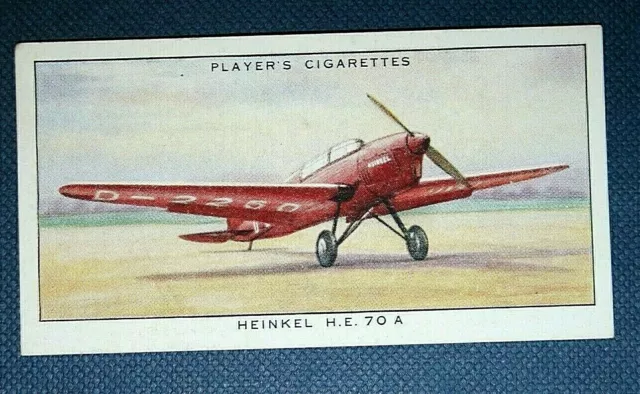 HEINKEL HE 70A  Monoplane  Vintage 1930's Aviation Card