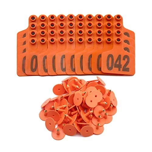 100PCS Cattle Ear Tags Numbered 001-100, Plastic Livestock Animal Ear Tag for...
