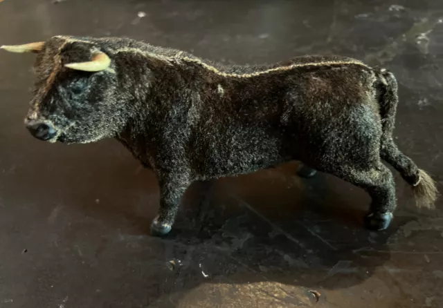 Vintage Miniature Taxidermy Bull Black
