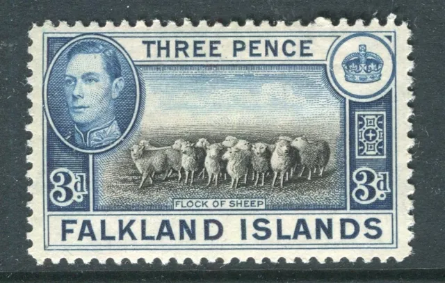 FALKLANDS; 1938 early GVI Pictorial issue Mint hinged Shade of 3d. value