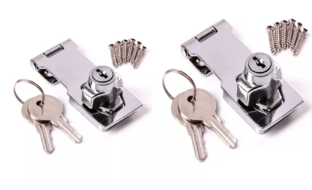 Heavy-Duty Locking Hasp And Staple With 2 Keys Padlock Cupboard Shed Garage Lock