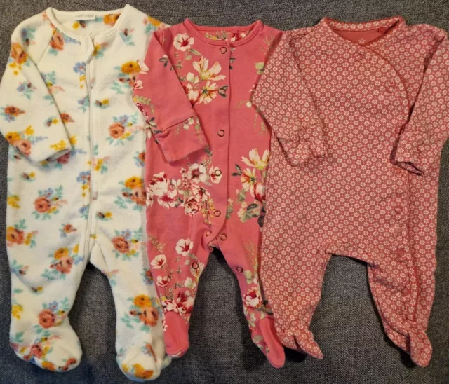 Next Baby girls Sleepsuit bundle Newborn 10lb upto 1m fleece floral babygrow 720