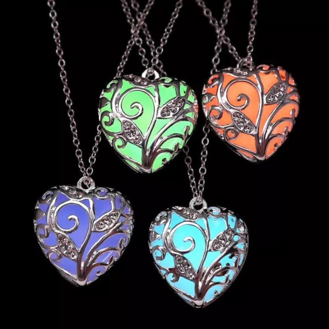 Unique Magical Fairy Glow in the Dark Pendant Locket Heart Luminous Necklace