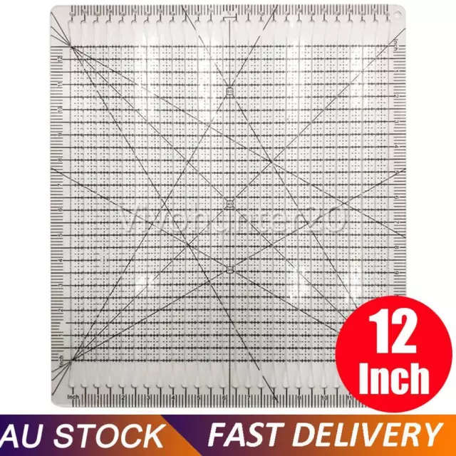 12 In Acrylic Quilt Cutting Grid Ruler Crafts Patchwork Sewing Template Ruler