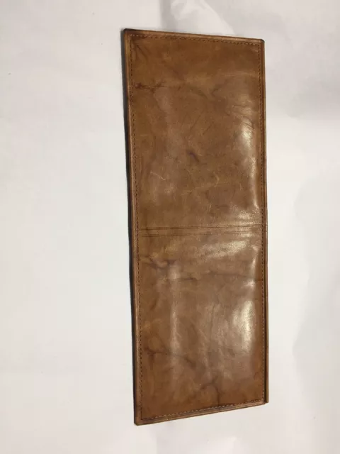 Vtg 90s Genuine Marbled Brown Leather Bi-Fold Wallet Ranchero Cowhide