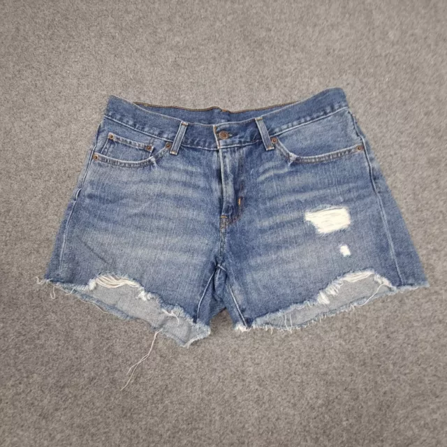 Levis Shorts womens 30 blue Denim cotton straight Distressed summer Size 30