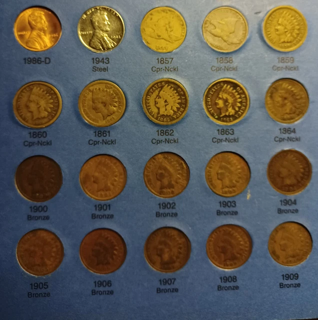 Rare Lincoln Memorial Penny lot 1959-1984, 1943, 2 flying eagle, 16 Indian Head