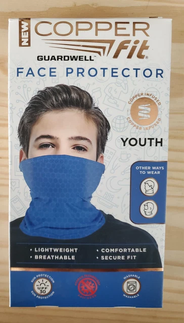 New LOT of 2 - Copper Fit Guardwell Face Protector Youth Masc Blue FREE SHIPPING