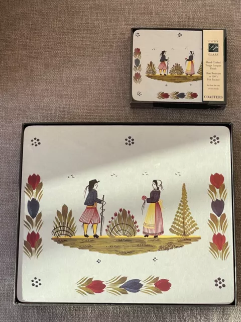 LADY CLARE Set of 6 Quimper placemats + set of 6 matching coasters