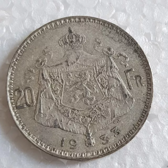 Belgique - Albert Ier - Très Joli 20 francs en argent 1933