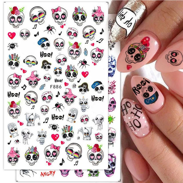 6 Feuilles D'autocollants Pour Ongles Thème Halloween Et Noël Décalcomanies #