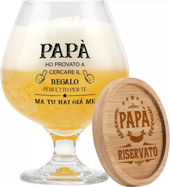 Regalo Papà, 510Ml Bicchieri Da Birra Regali per Papà, Personalizzato Bicchiere