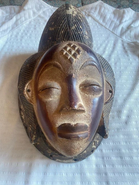 Vtg African Gabon Punu Tribal Ethnographic Hand Carved Wooden Mask