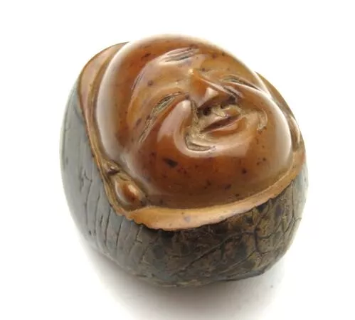 Japan antique Meiji period wooden nut Fukusuke Netsuke sagemono inro ojime