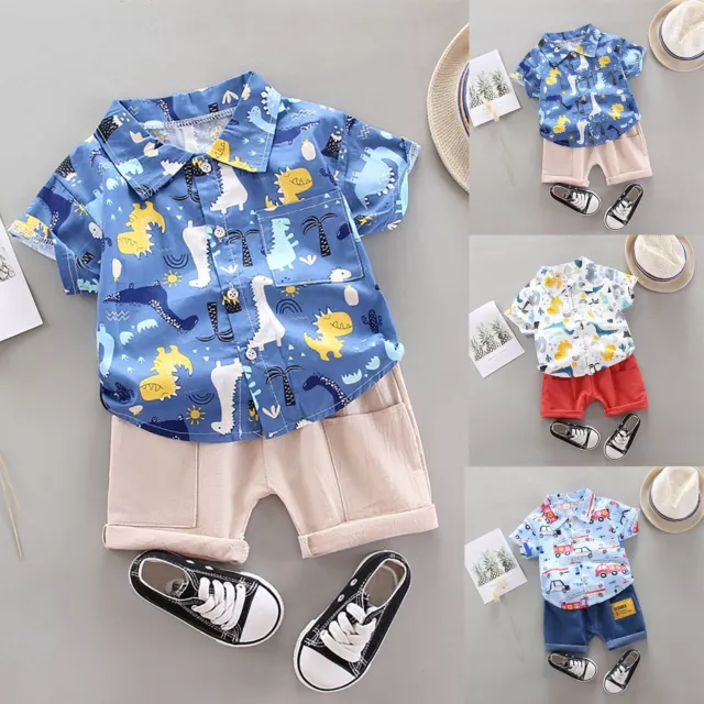 Toddler Infant Baby Boys Clothes Set Cartoon T-shirt Tops+Shorts Summer Outfits
